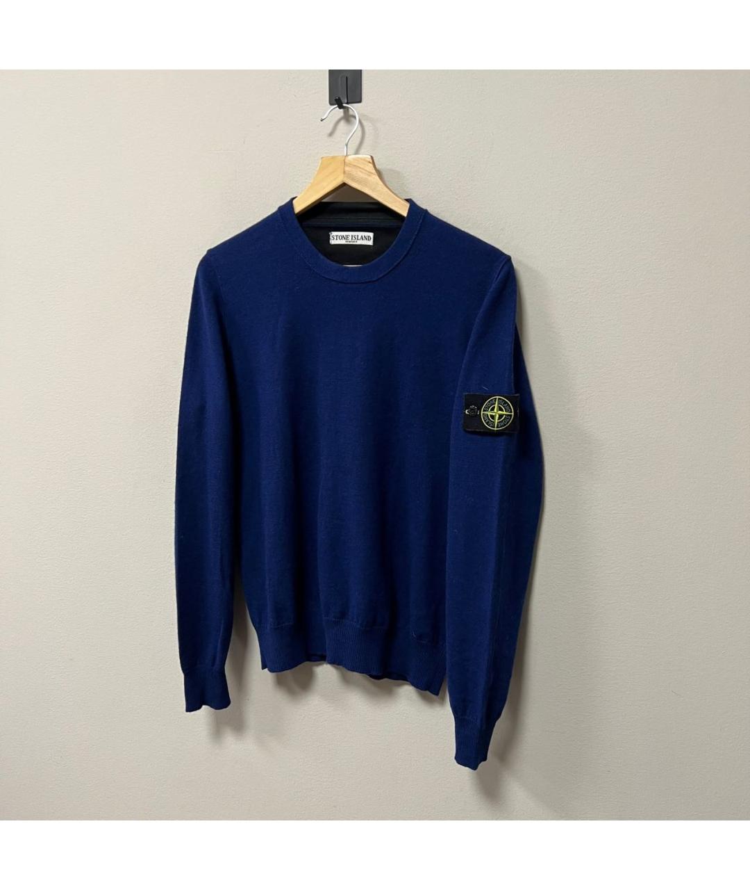 STONE ISLAND Темно-синий шерстяной джемпер / свитер, фото 2