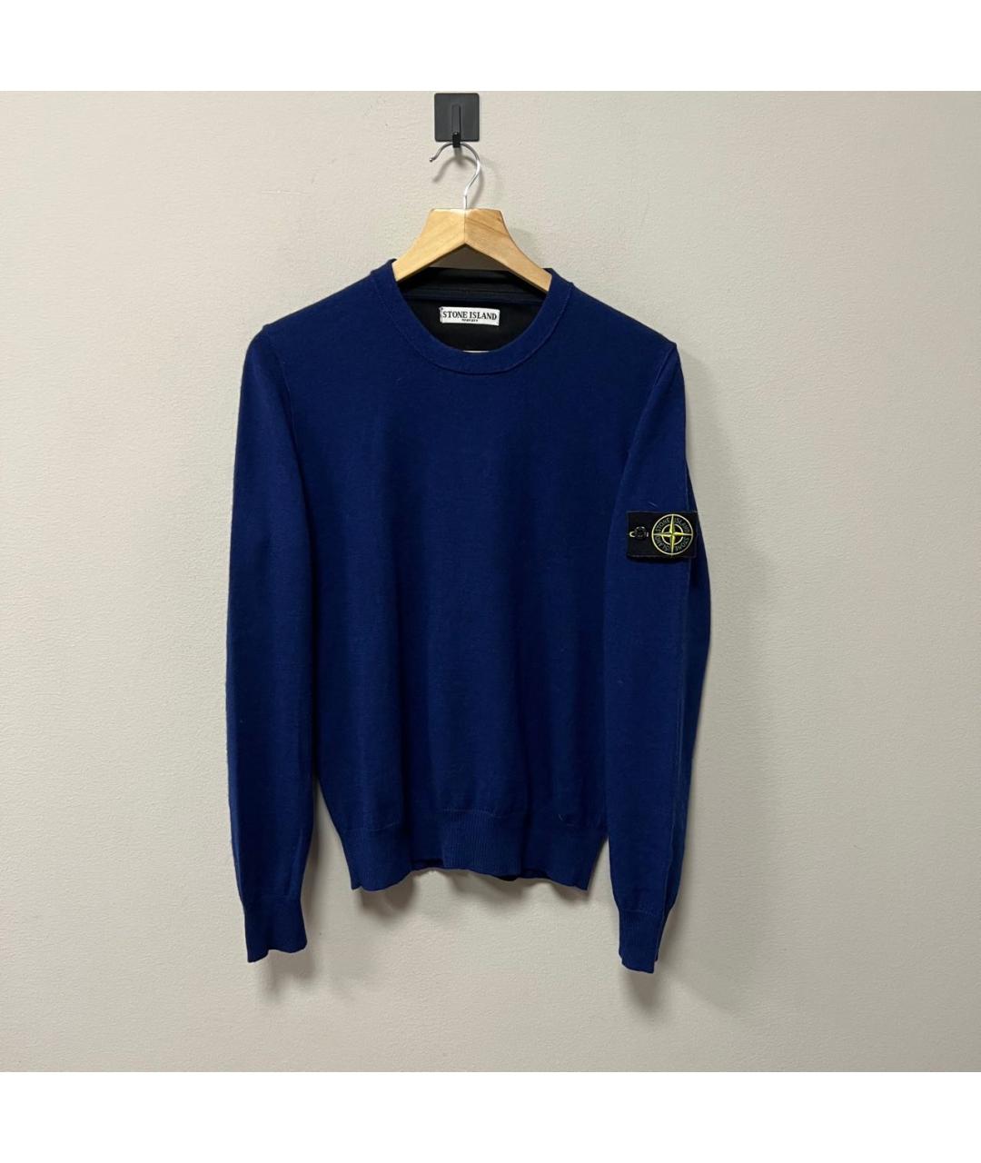 STONE ISLAND Темно-синий шерстяной джемпер / свитер, фото 6