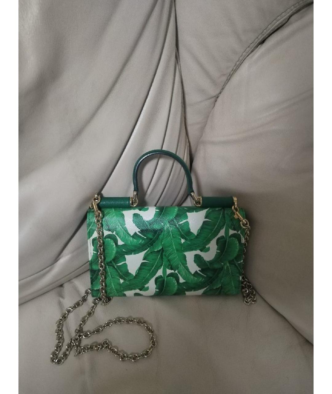 DOLCE&GABBANA Зеленая кожаная сумка с короткими ручками, фото 2