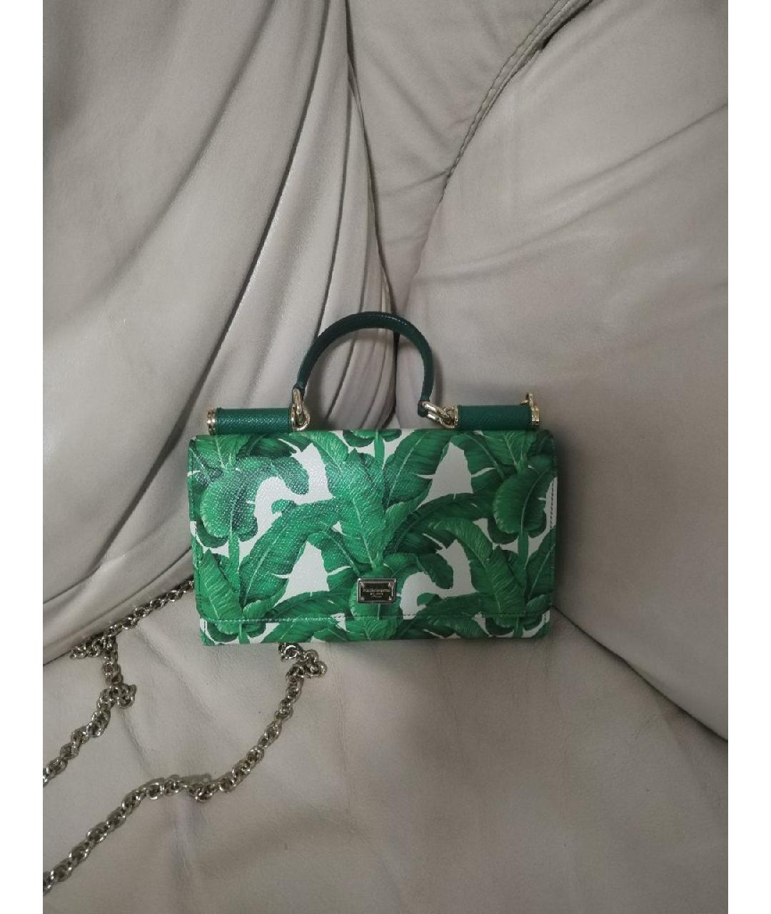 DOLCE&GABBANA Зеленая кожаная сумка с короткими ручками, фото 8