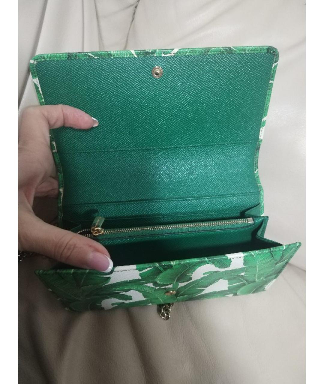 DOLCE&GABBANA Зеленая кожаная сумка с короткими ручками, фото 6