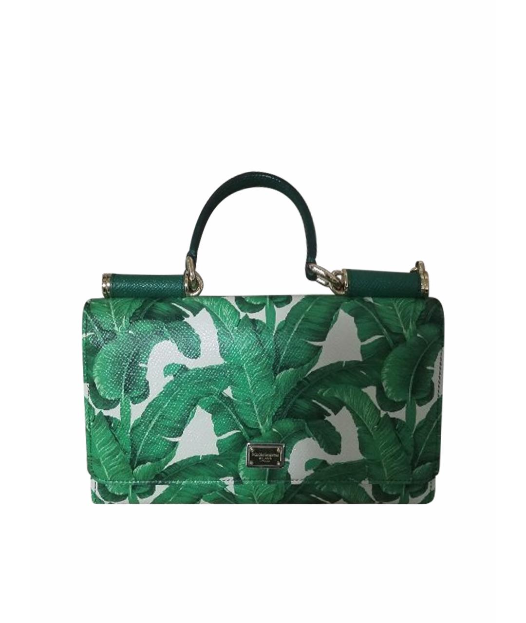 DOLCE&GABBANA Зеленая кожаная сумка с короткими ручками, фото 1