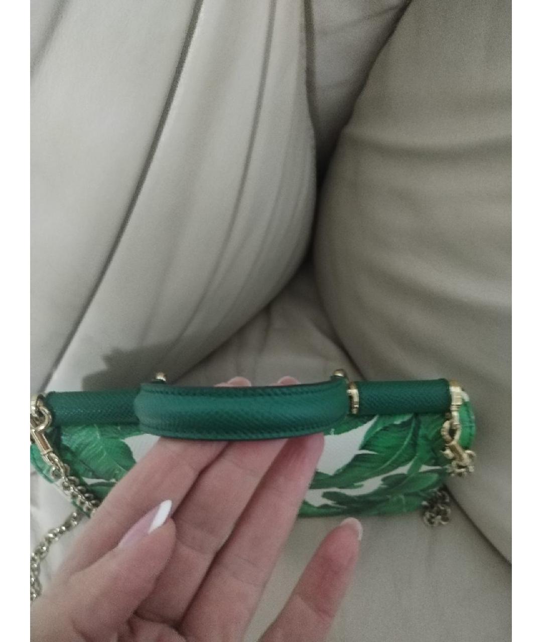 DOLCE&GABBANA Зеленая кожаная сумка с короткими ручками, фото 4