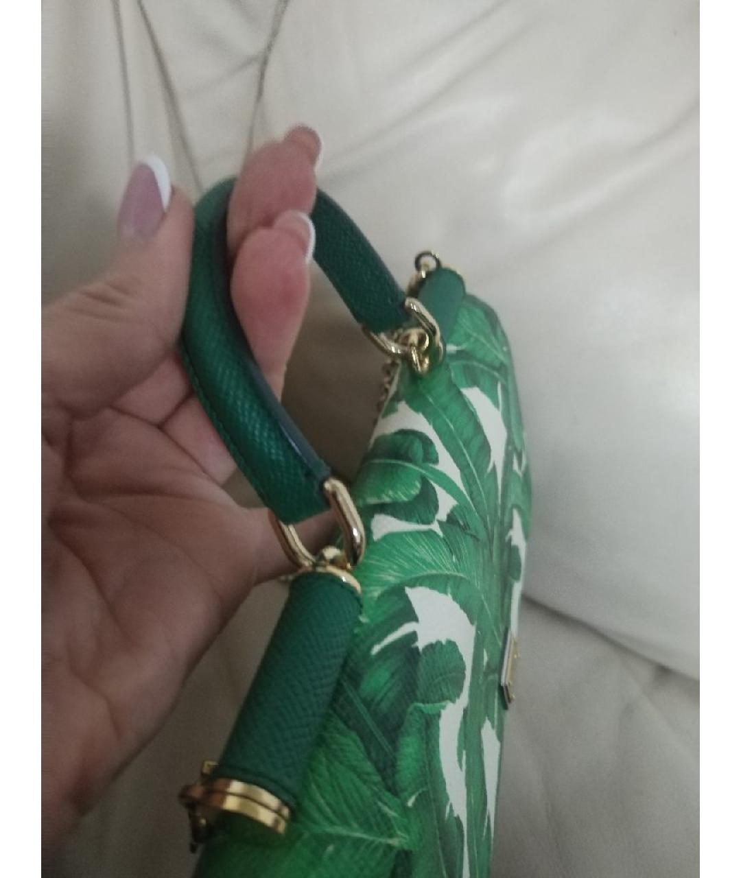 DOLCE&GABBANA Зеленая кожаная сумка с короткими ручками, фото 3