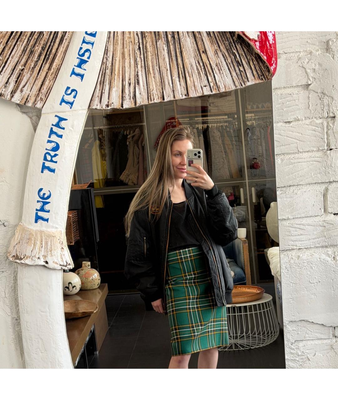 BALENCIAGA Зеленая шерстяная юбка миди, фото 5