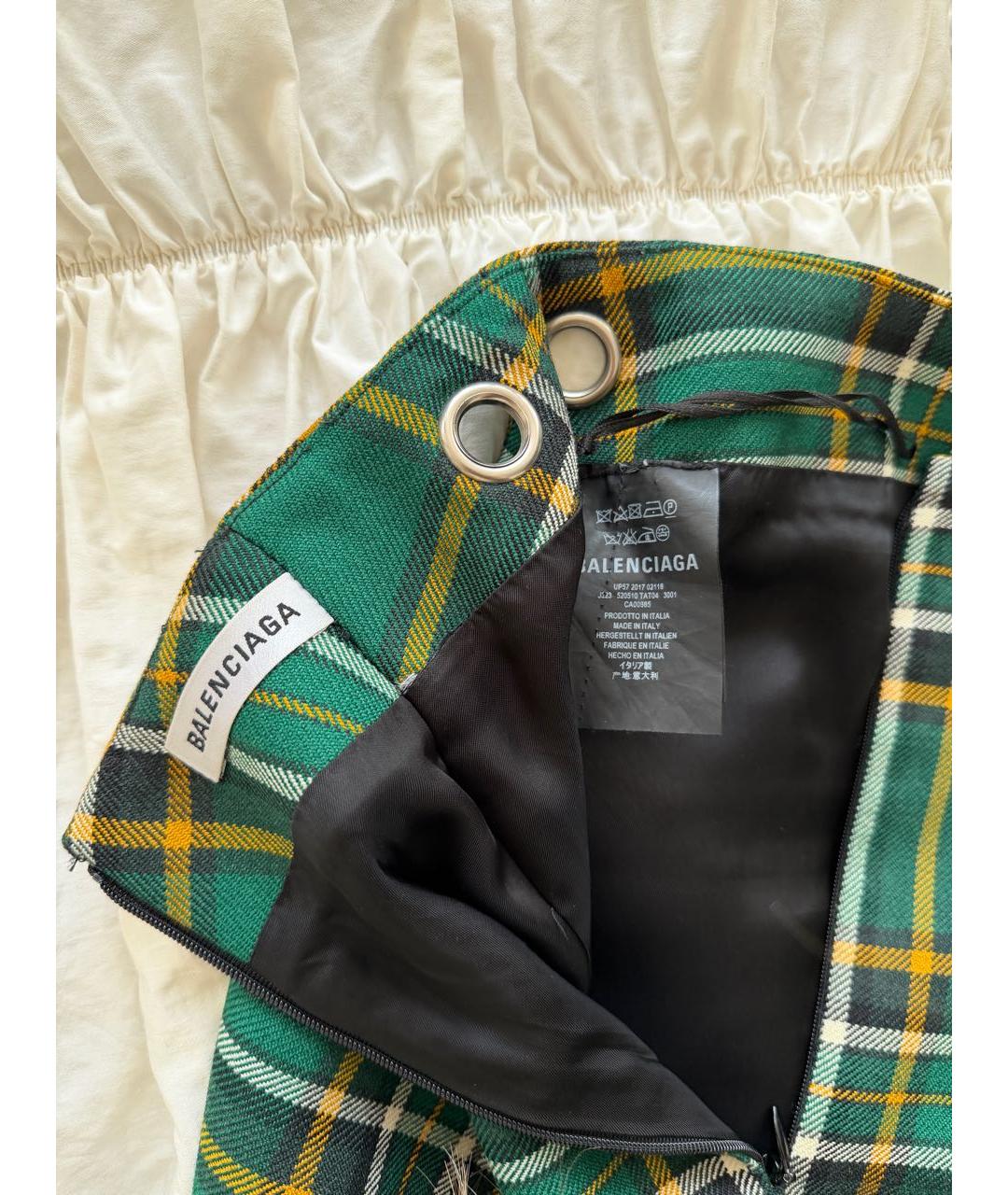 BALENCIAGA Зеленая шерстяная юбка миди, фото 3