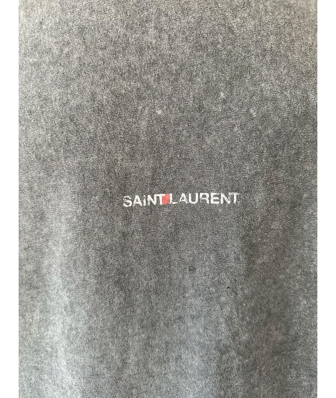 SAINT LAURENT Серая хлопковая футболка, фото 6