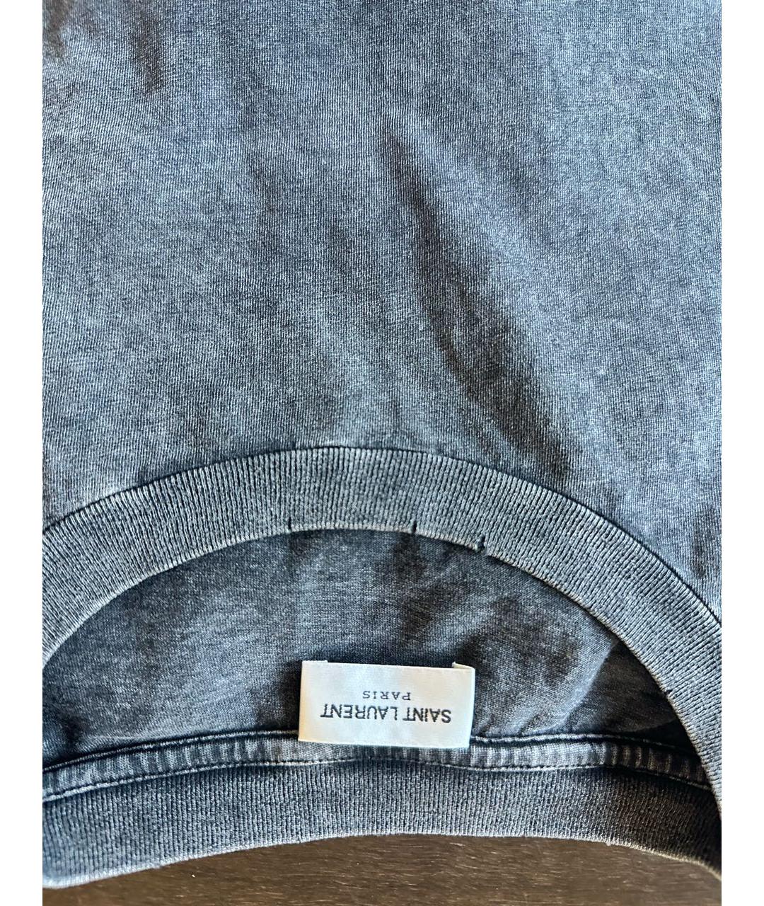 SAINT LAURENT Серая хлопковая футболка, фото 5