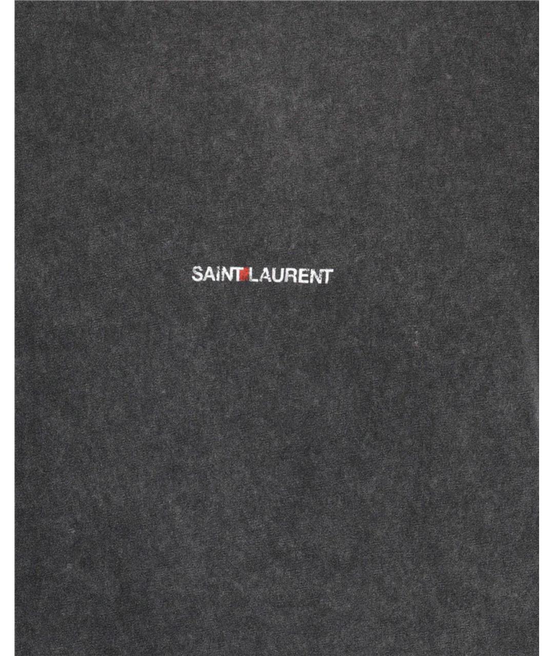 SAINT LAURENT Серая хлопковая футболка, фото 4