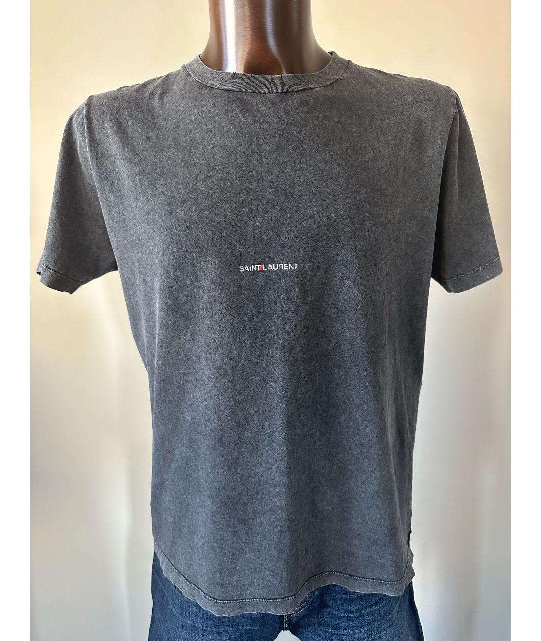 SAINT LAURENT Серая хлопковая футболка, фото 8