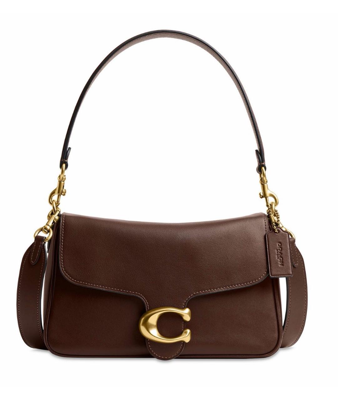 COACH Коричневая кожаная сумка с короткими ручками, фото 8