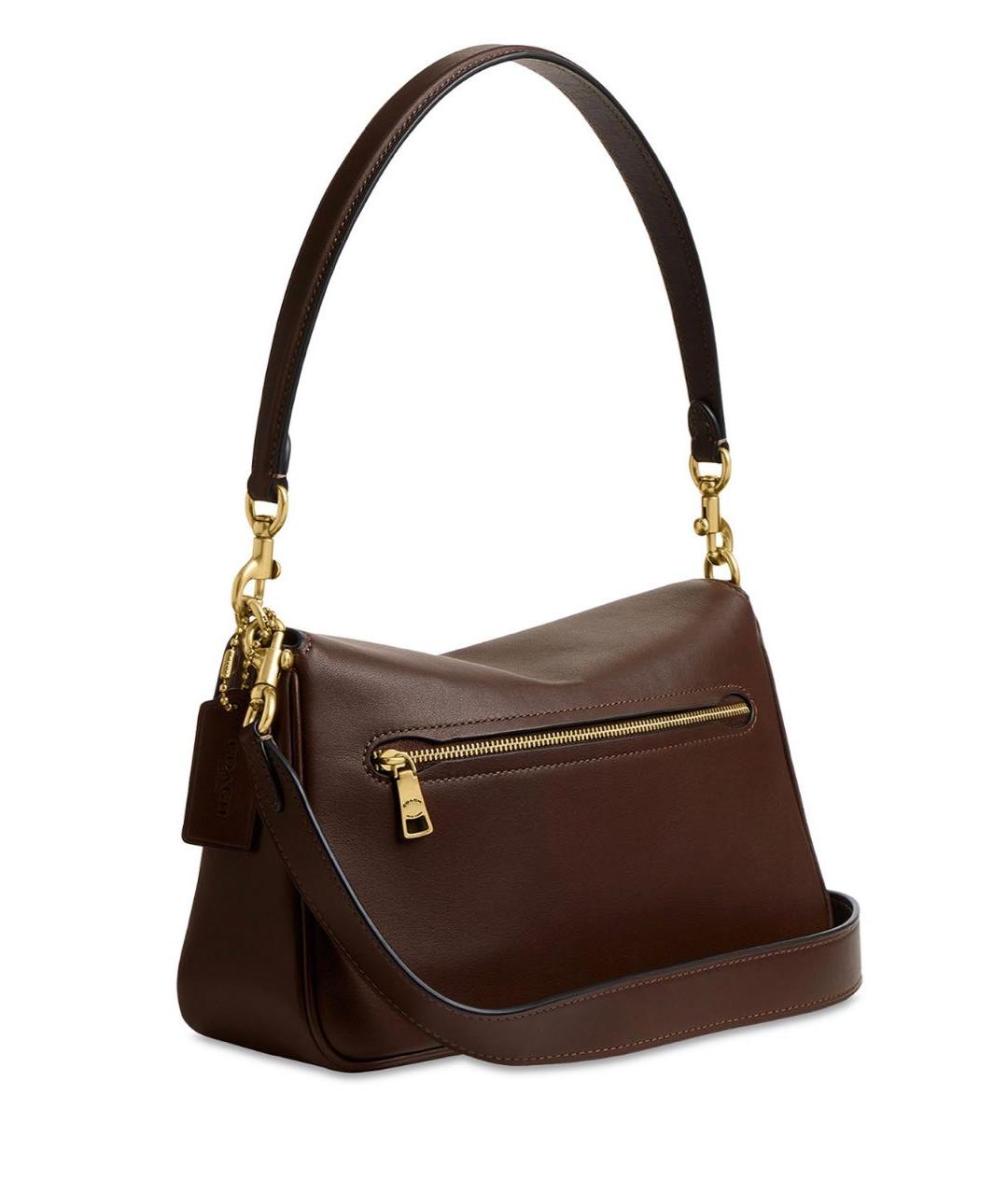 COACH Коричневая кожаная сумка с короткими ручками, фото 2