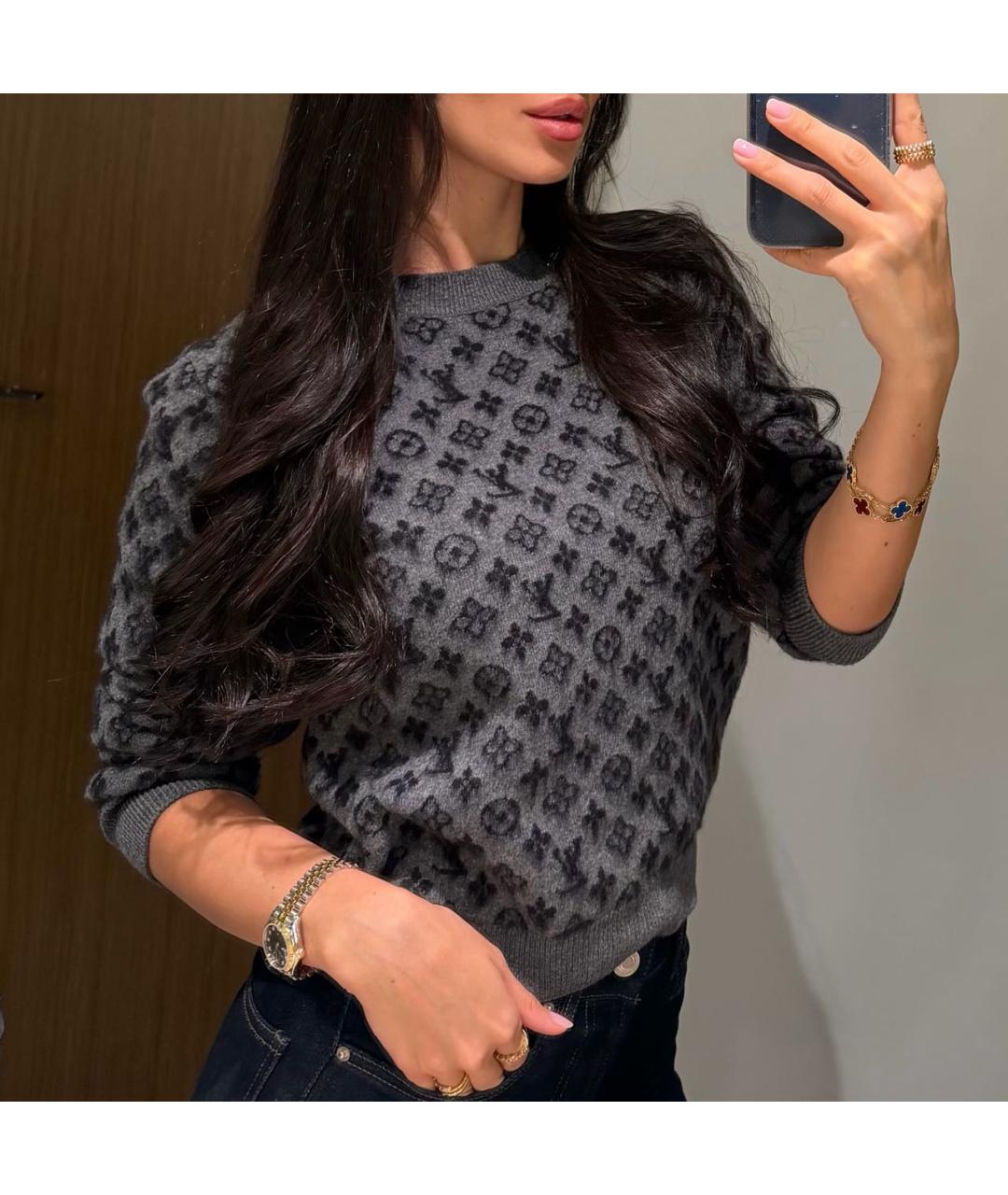 LOUIS VUITTON Серый шерстяной джемпер / свитер, фото 5