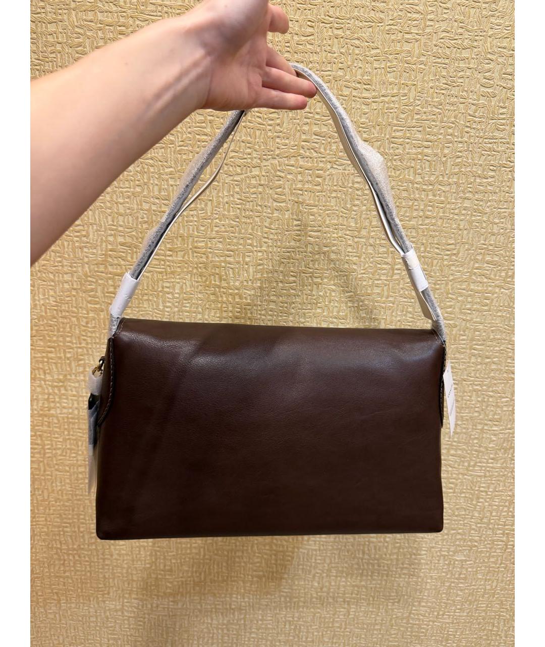 COACH Коричневая кожаная сумка с короткими ручками, фото 5