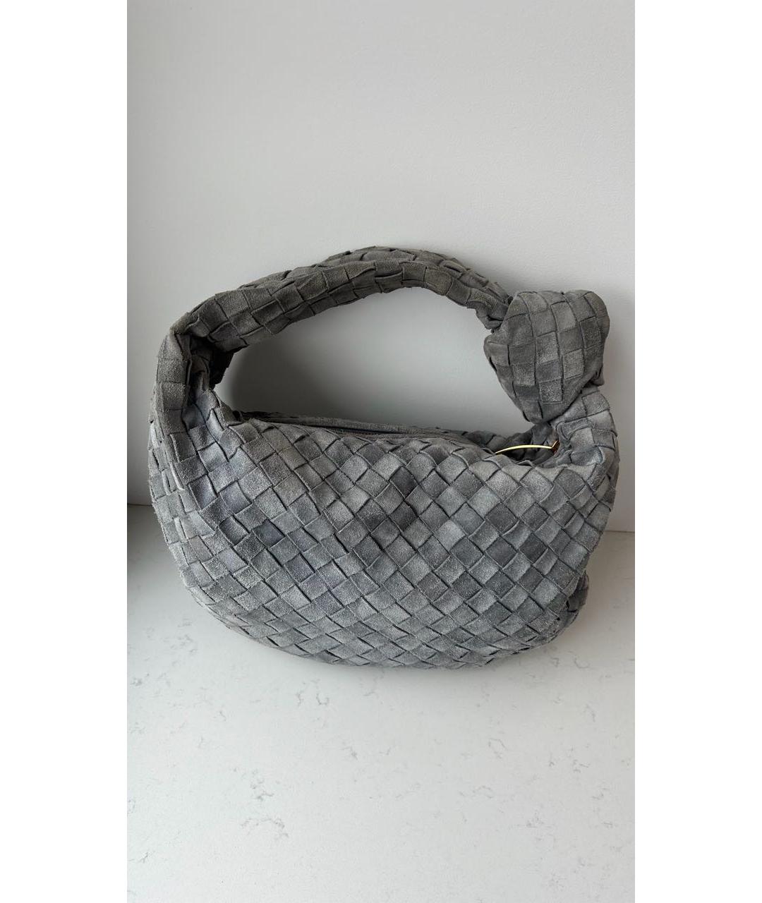 BOTTEGA VENETA Антрацитовая замшевая сумка с короткими ручками, фото 4