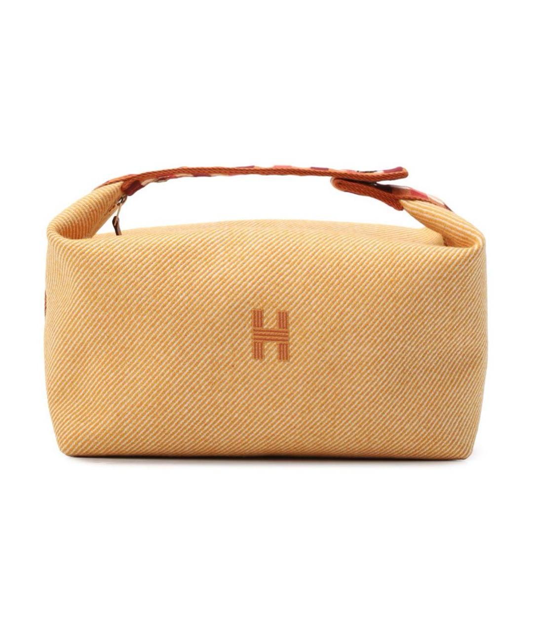 HERMES Желтая тканевая косметичка, фото 4