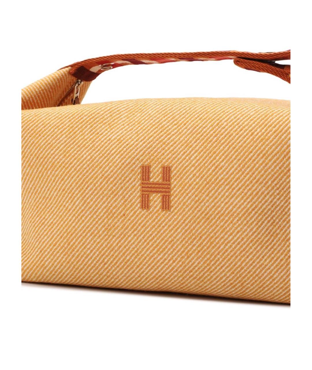 HERMES Желтая тканевая косметичка, фото 2