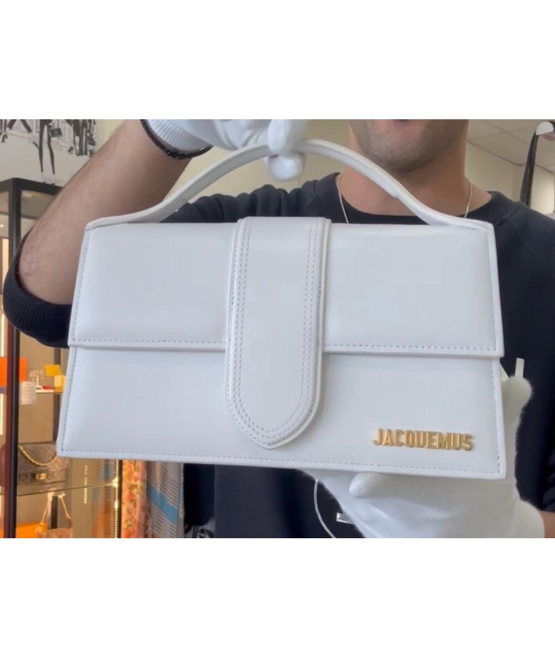 JACQUEMUS Белая кожаная сумка с короткими ручками, фото 2