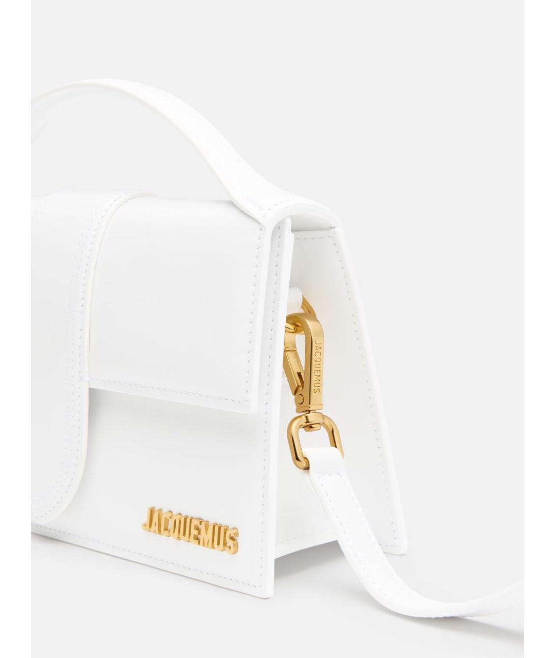 JACQUEMUS Белая кожаная сумка с короткими ручками, фото 5