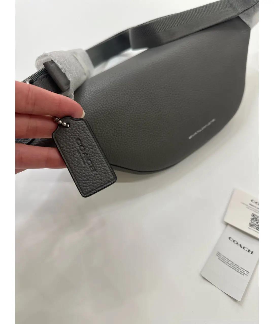 COACH Серая кожаная поясная сумка, фото 7