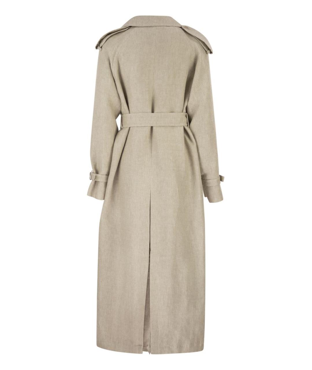 MAX MARA Бежевое льняное пальто, фото 2