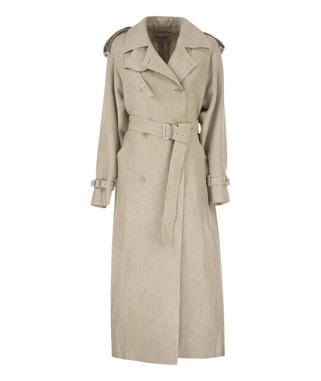 MAX MARA Бежевое льняное пальто, фото 1