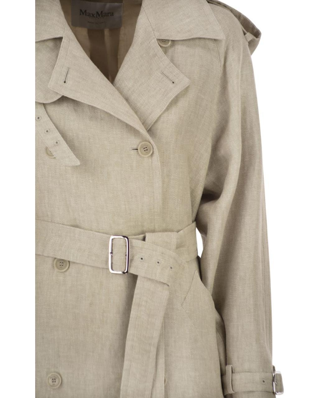MAX MARA Бежевое льняное пальто, фото 4