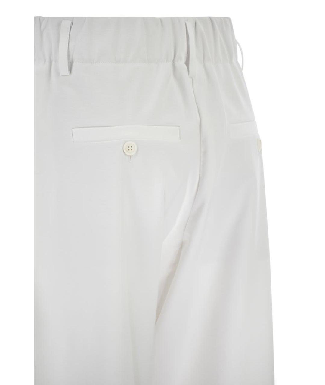 BRUNELLO CUCINELLI Белые хлопковые прямые брюки, фото 4