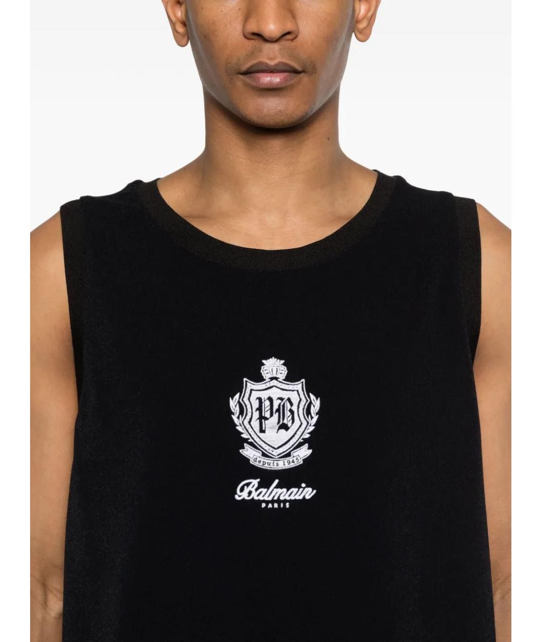 BALMAIN Черная майка, фото 4