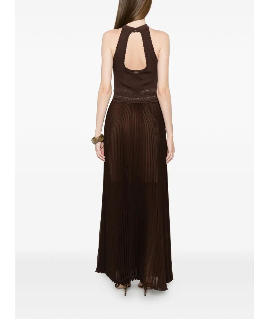TWIN-SET Коричневое полиэстеровое повседневное платье, фото 3
