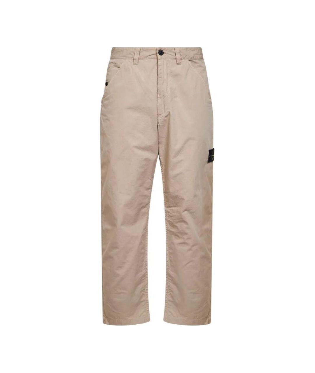 STONE ISLAND Бежевые хлопковые повседневные брюки, фото 1