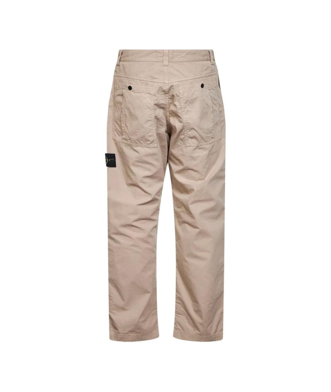 STONE ISLAND Бежевые хлопковые повседневные брюки, фото 2
