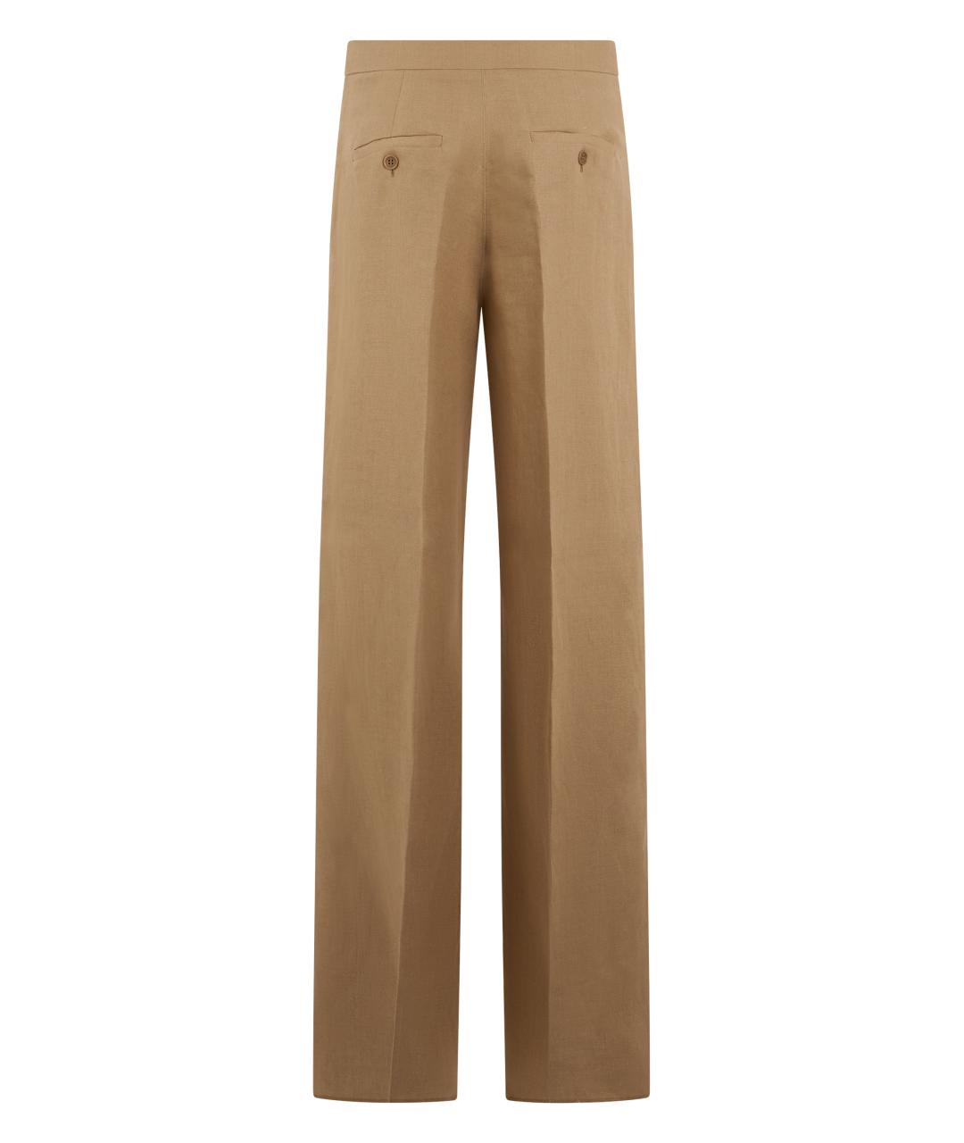 MAX MARA Бежевые льняные прямые брюки, фото 2