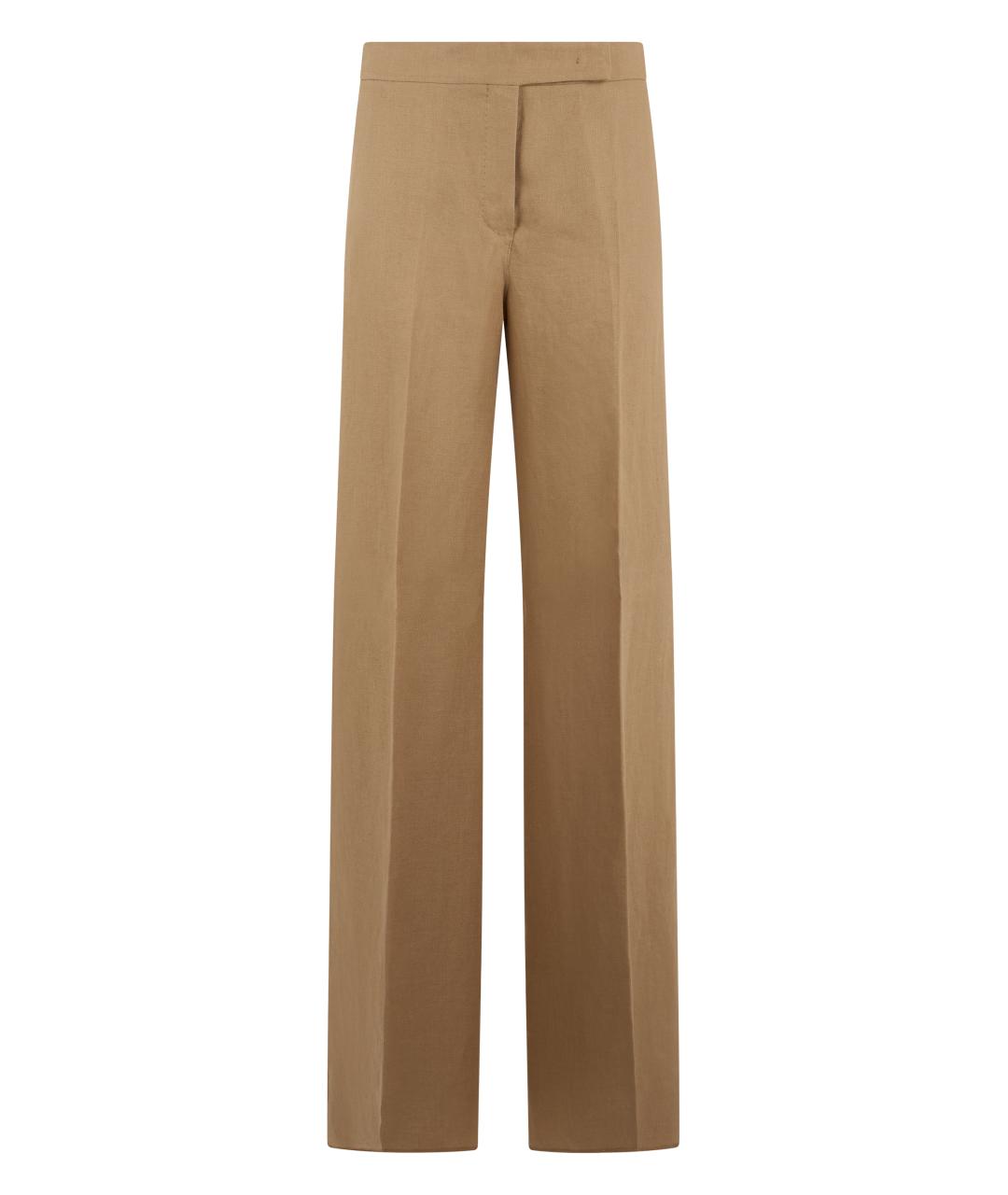 MAX MARA Бежевые льняные прямые брюки, фото 1