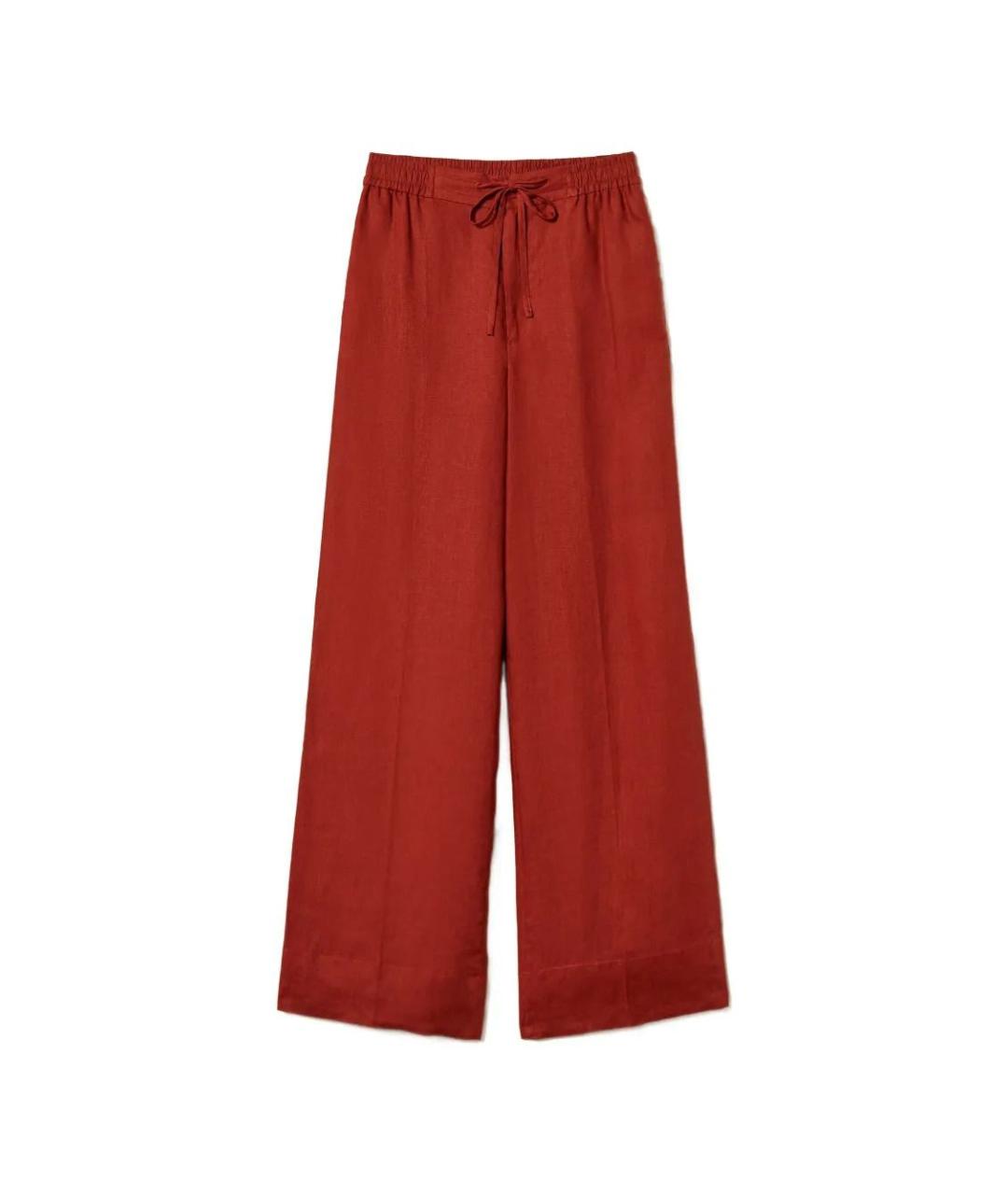 TWIN-SET Красные полиэстеровые прямые брюки, фото 1