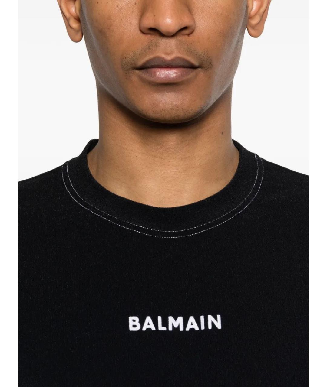 BALMAIN Черная хлопковая футболка, фото 4