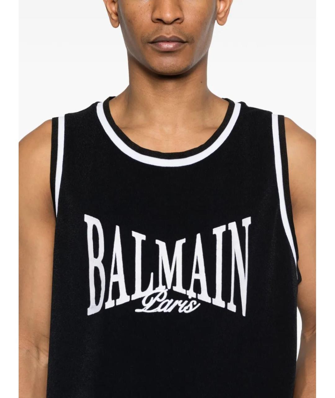 BALMAIN Черная майка, фото 4