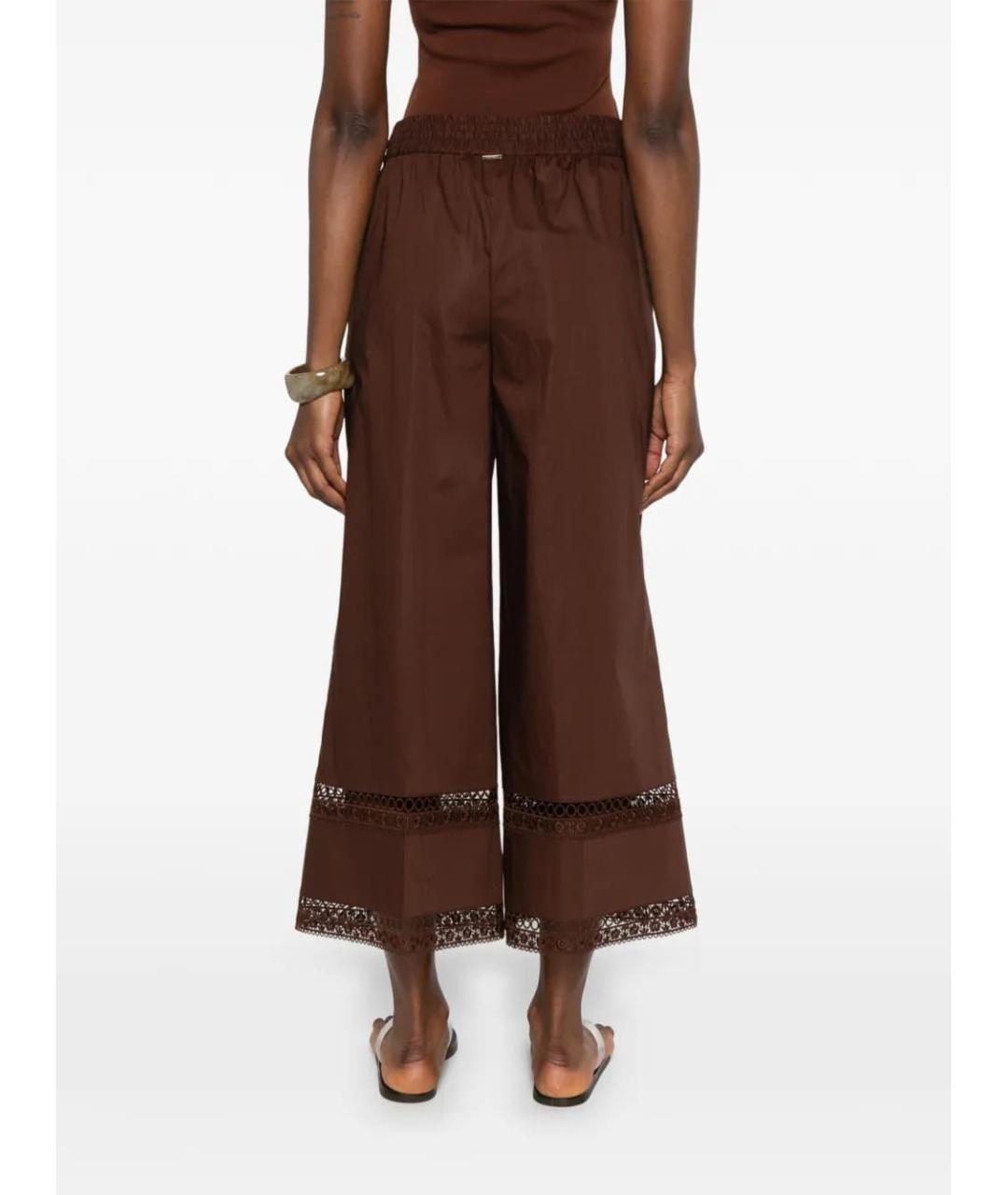 TWIN-SET Коричневые хлопковые прямые брюки, фото 3
