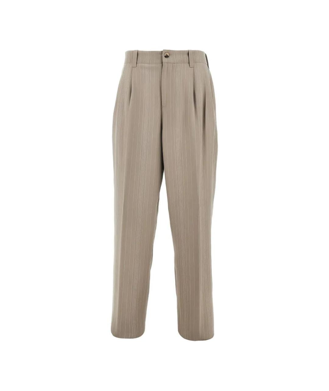 GOLDEN GOOSE DELUXE BRAND Коричневые шерстяные повседневные брюки, фото 1