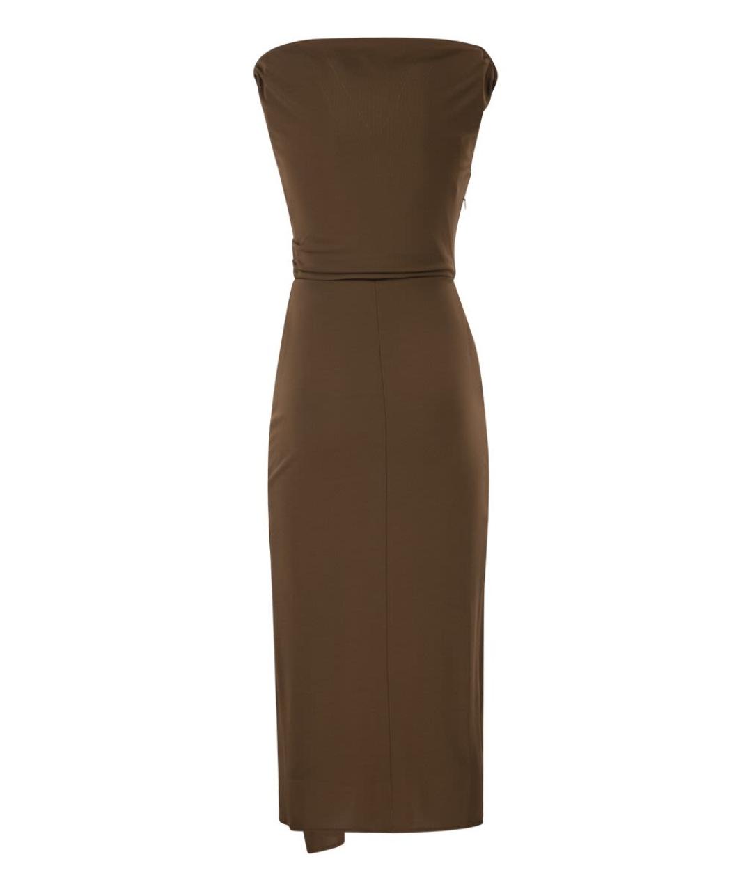 MAX MARA Коричневое вискозное повседневное платье, фото 2