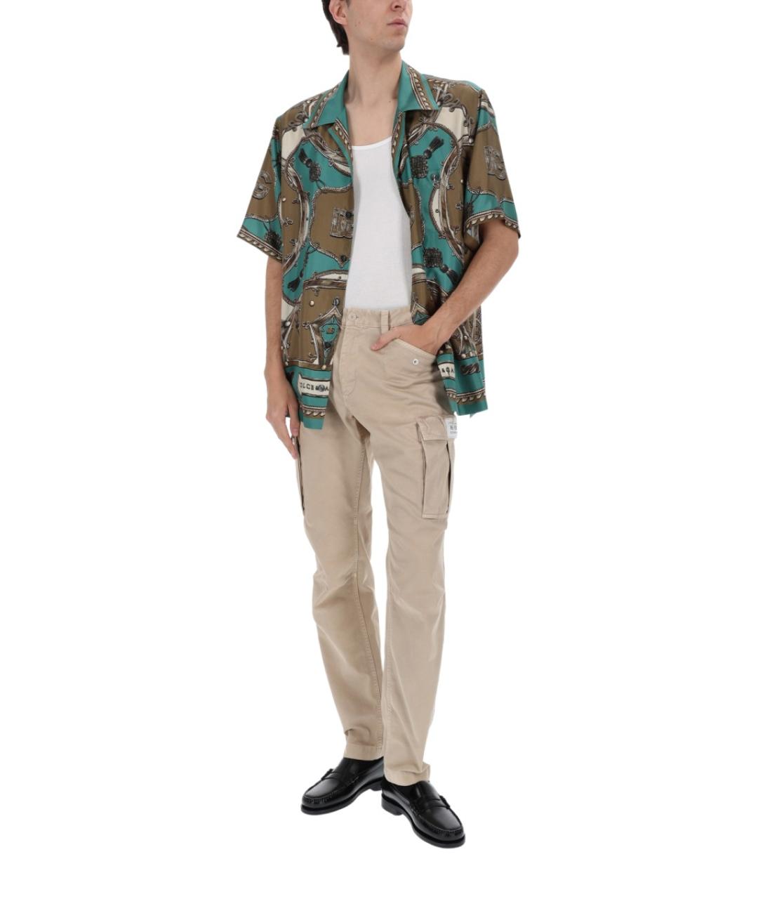 DOLCE&GABBANA Бежевая шелковая кэжуал рубашка, фото 5