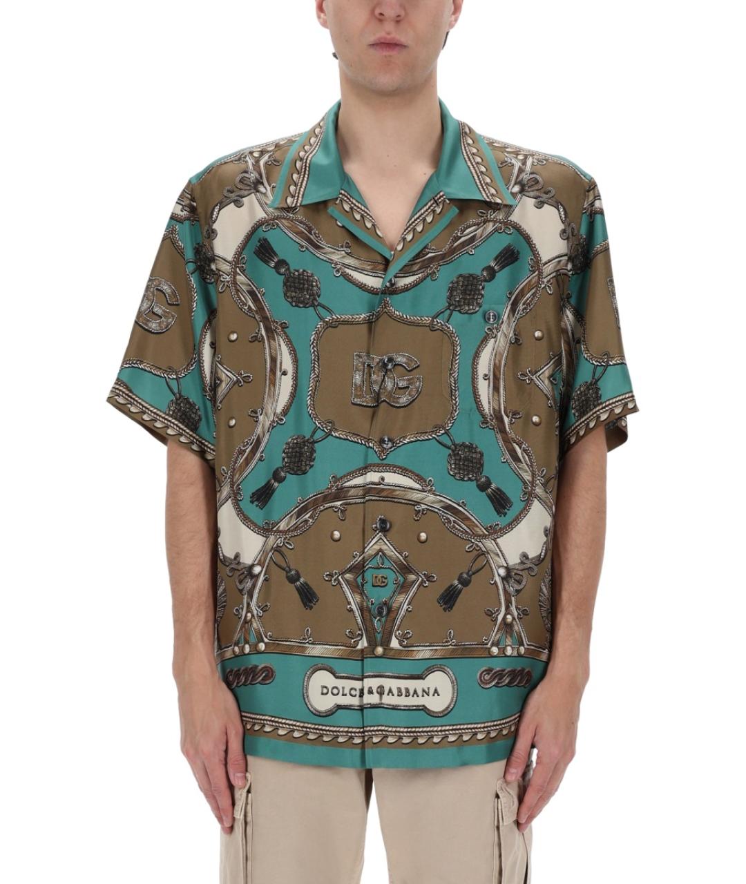 DOLCE&GABBANA Бежевая шелковая кэжуал рубашка, фото 3