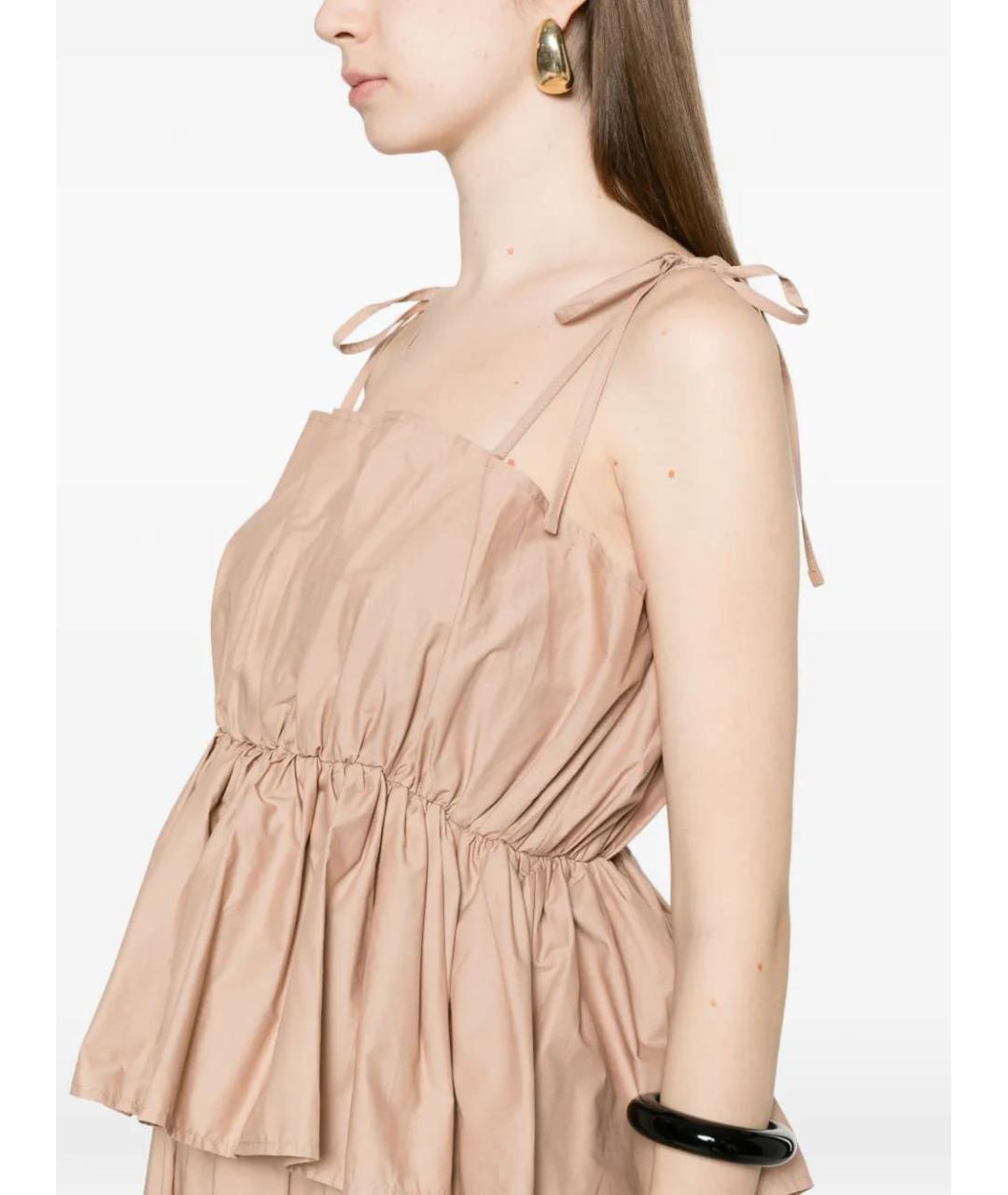 TWIN-SET Бежевое хлопковое повседневное платье, фото 4