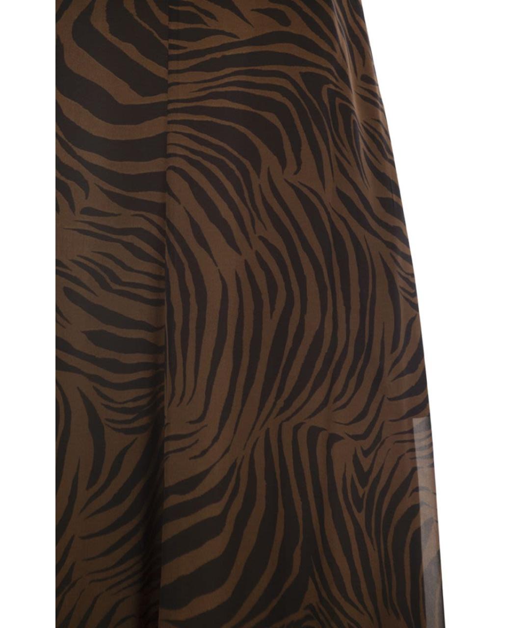 MAX MARA Коричневое шелковое повседневное платье, фото 4