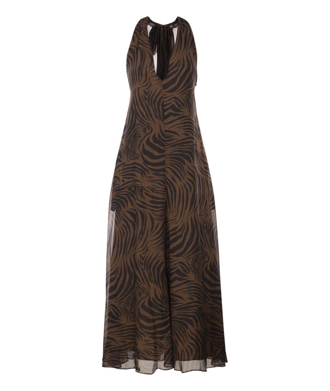 MAX MARA Коричневое шелковое повседневное платье, фото 1