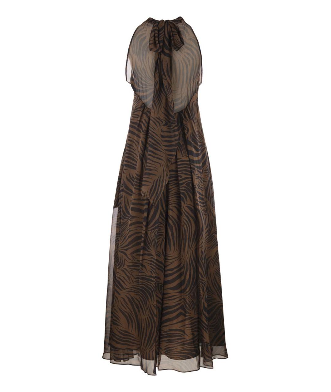 MAX MARA Коричневое шелковое повседневное платье, фото 2