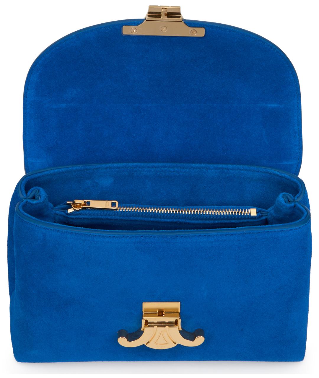 CELINE Синяя замшевая сумка с короткими ручками, фото 4