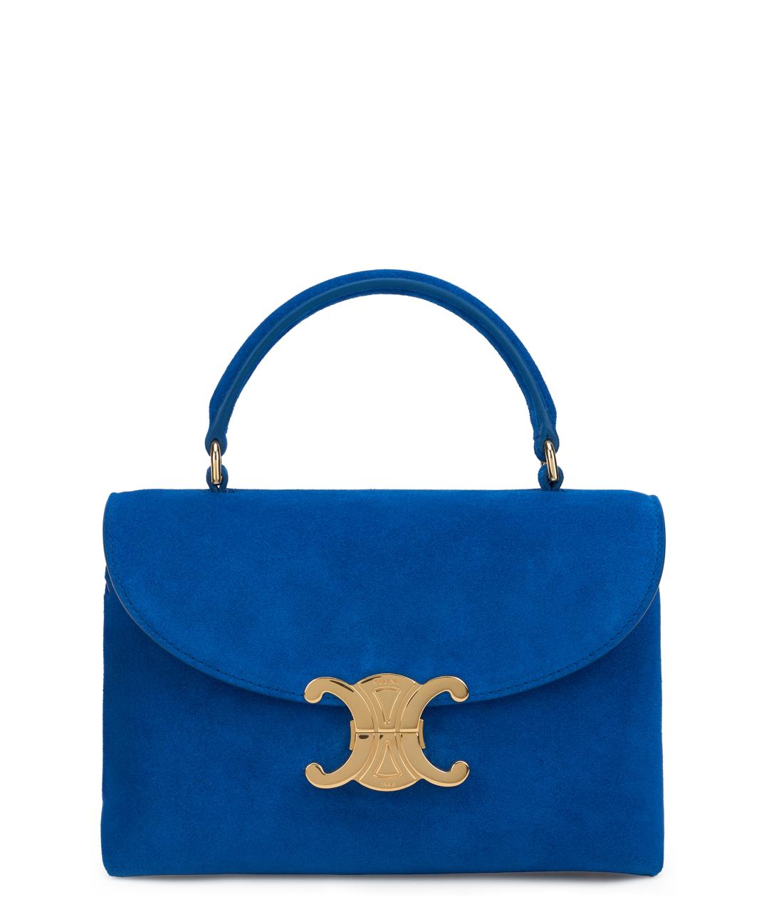 CELINE Синяя замшевая сумка с короткими ручками, фото 1
