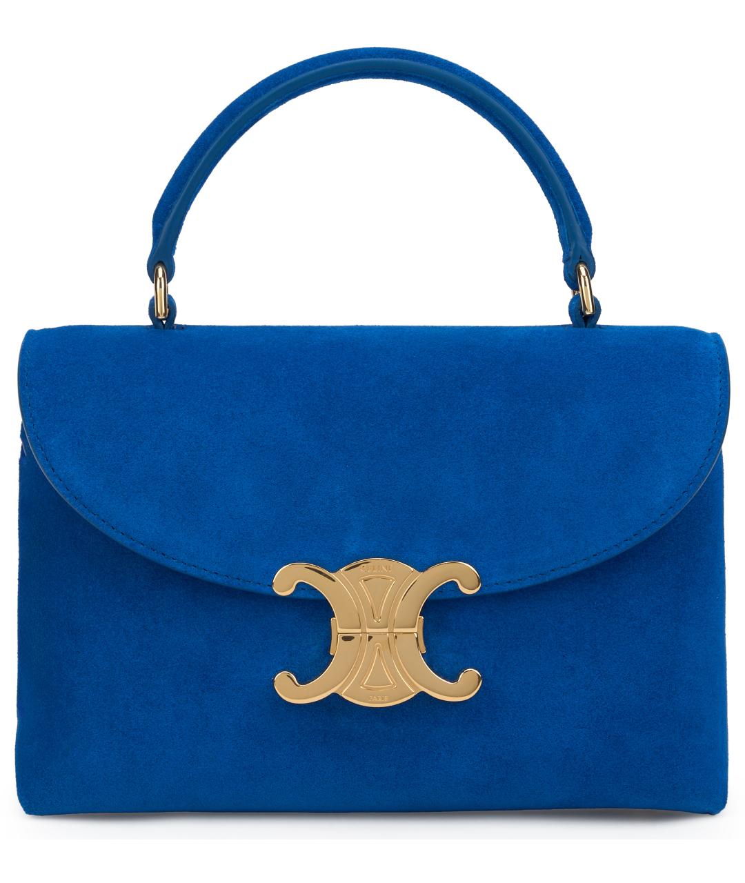 CELINE Синяя замшевая сумка с короткими ручками, фото 2