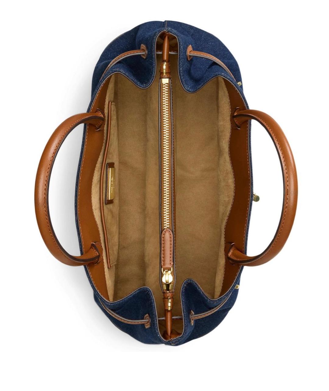 RALPH LAUREN Темно-синяя деним сумка с короткими ручками, фото 6